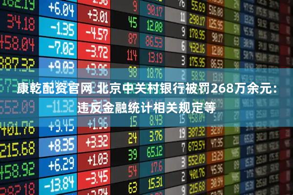 康乾配资官网 北京中关村银行被罚268万余元：违反金融统计相关规定等