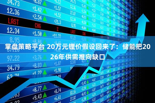 掌盘策略平台 20万元锂价假设回来了：储能把2026年供需推向缺口
