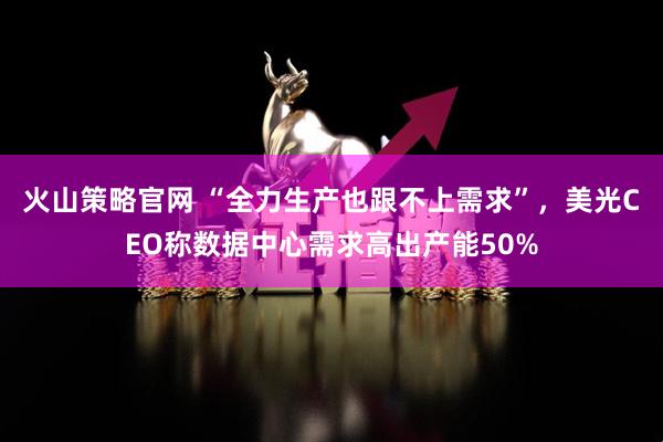 火山策略官网 “全力生产也跟不上需求”，美光CEO称数据中心需求高出产能50%
